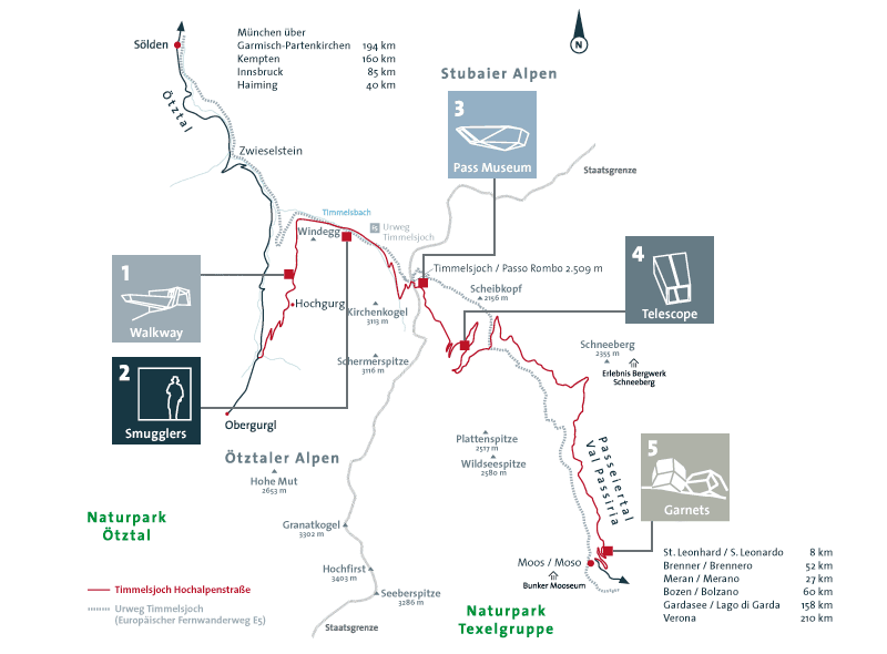 Карта дороги Timmelsjoch