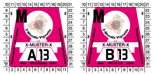 Виньетка Австрии 2013 на 2 месяца