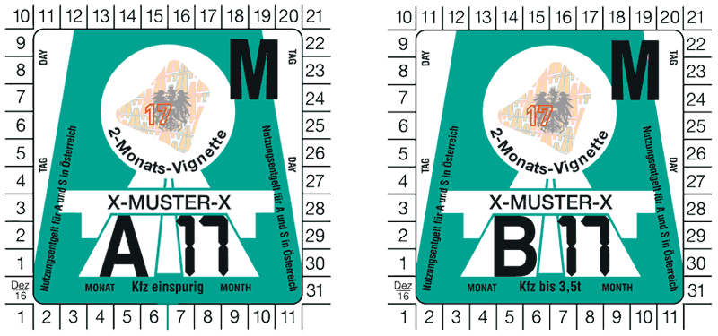 Виньетка Австрии 2017 на 2 месяца