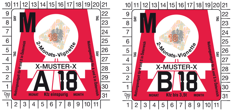 Виньетка Австрии 2018 на 2 месяца