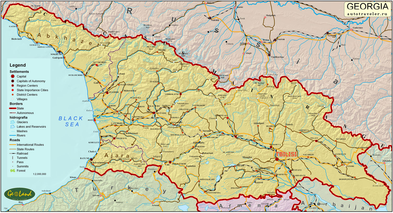 Подробная карта грузии