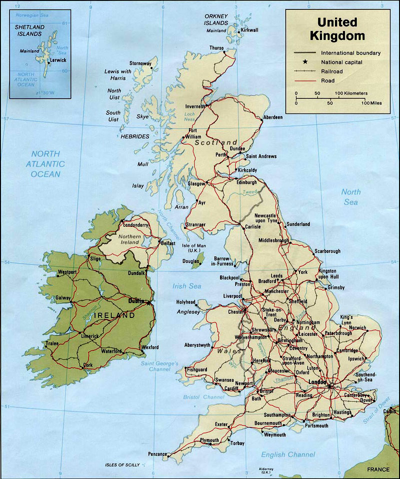 Карта автомобильных дорог Великобритании