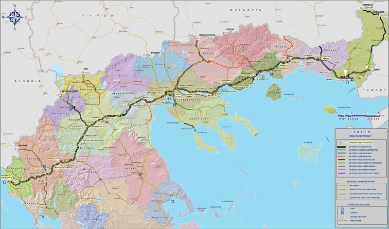 Карта автомагистрали Egnatia в Греции