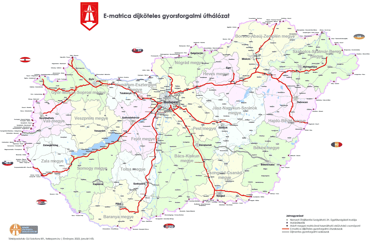 Карта платных дорог Венгрии 2022