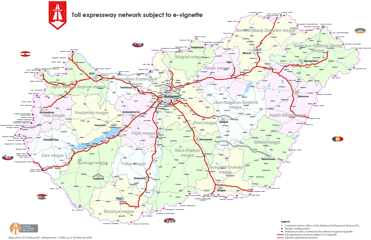 Карта платных дорог Венгрии 2023