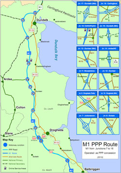 Motorway map Ireland M1