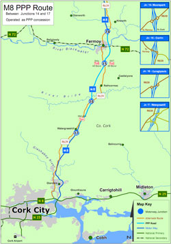 Motorway map Ireland M8