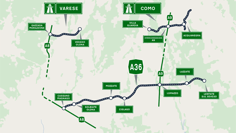 Карта платных участков системы оплаты Free Flow в Италии