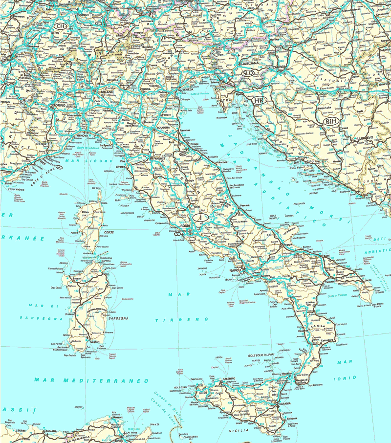 Карта автомобильных дорог Италии