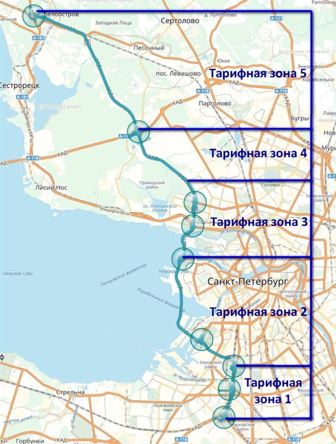 Карта платных участков ЗСД в С-Петербурге