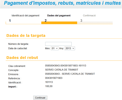 Штрафная квитанция в Каталонии