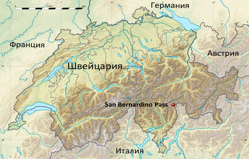 Расположение San Bernardinopass