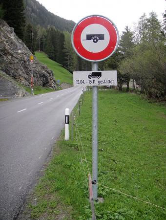 Ограничения на ТС на перевале Flüelapass в Davos