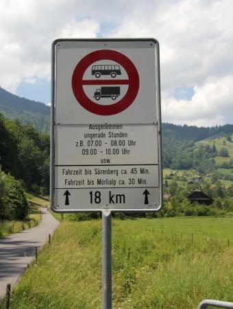 Ограничения на ТС на перевале Glaubenbielenpass в Giswil