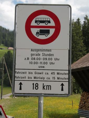 Ограничения на ТС на перевале Glaubenbielenpass в Sörenberg