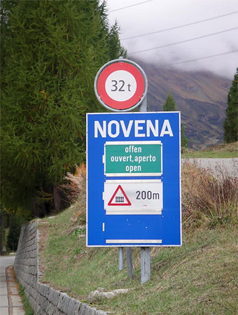 Ограничения на ТС на перевале Nufenenpass в AllAcqua