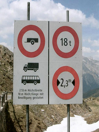 Ограничения на ТС на перевале Splügenpass